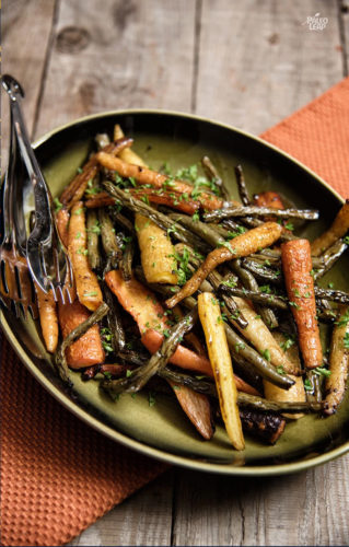 Balsamic Roasted Carrots and Green Beans